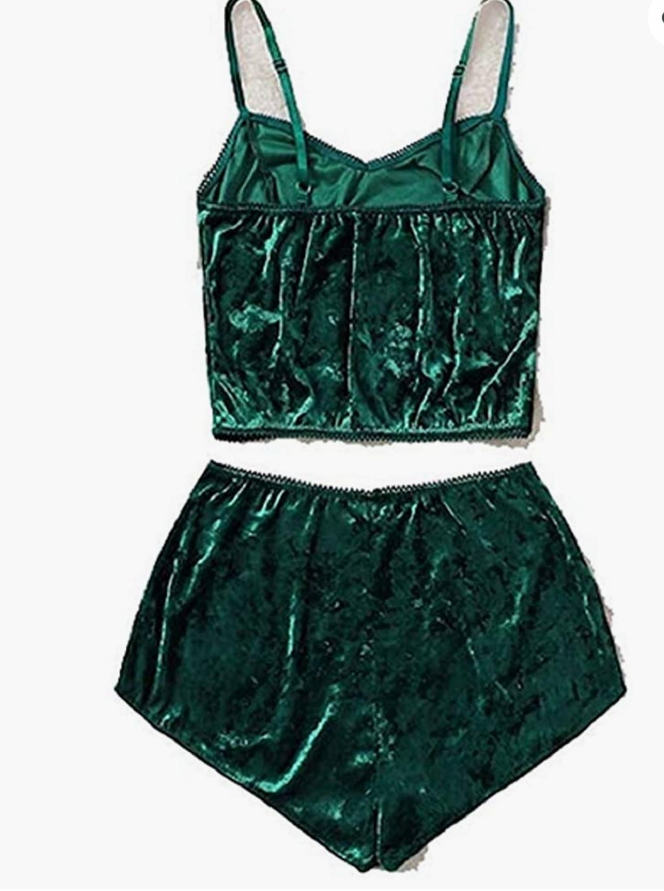 Women's Velvet 2pc Spaghetti Strap Crop Top & Shorts Pajama Lounge Sets