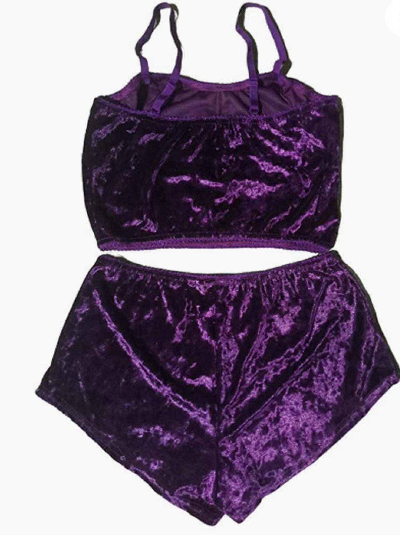 Women's Velvet 2pc Spaghetti Strap Crop Top & Shorts Pajama Lounge Sets