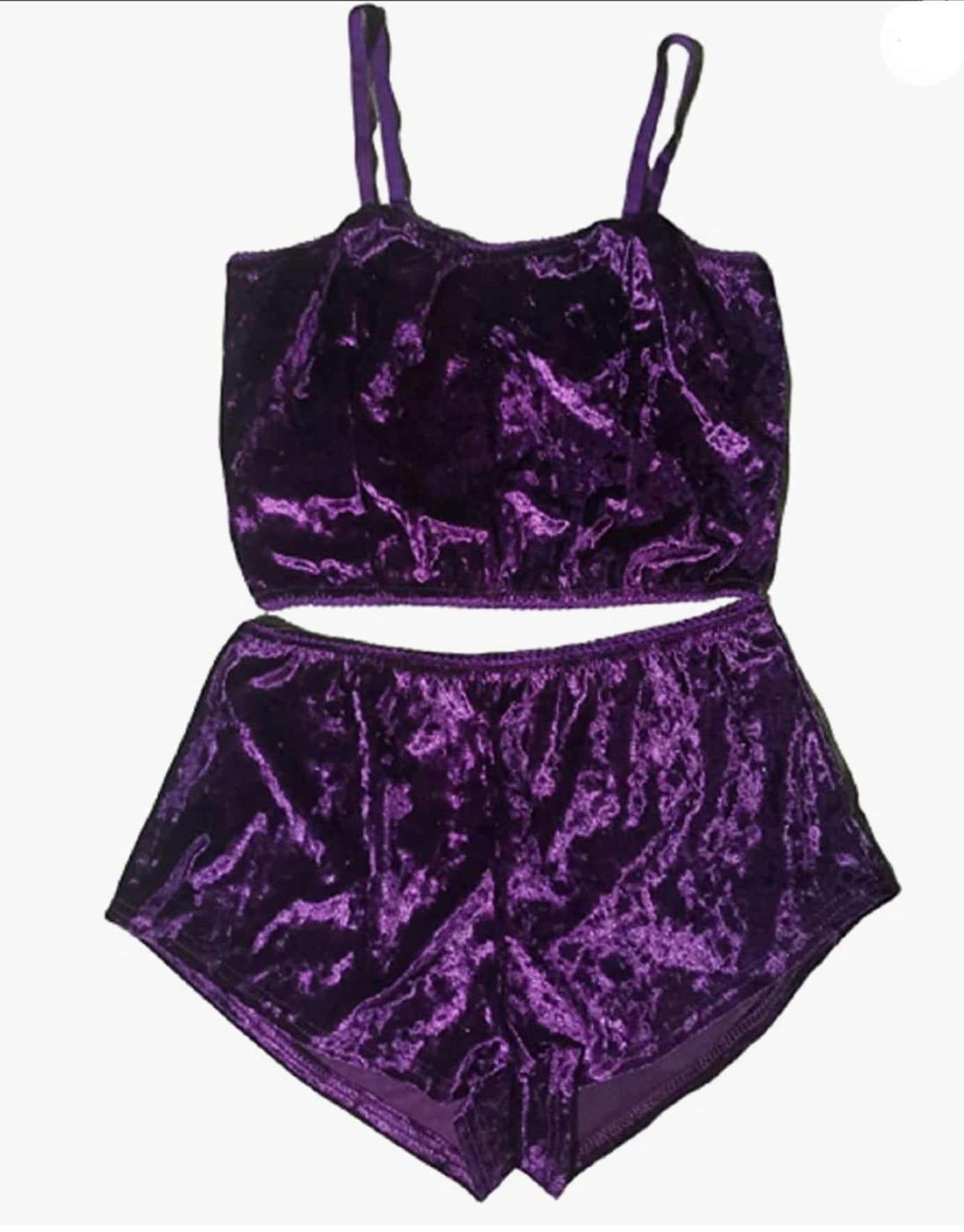 Women's Velvet 2pc Spaghetti Strap Crop Top & Shorts Pajama Lounge Sets