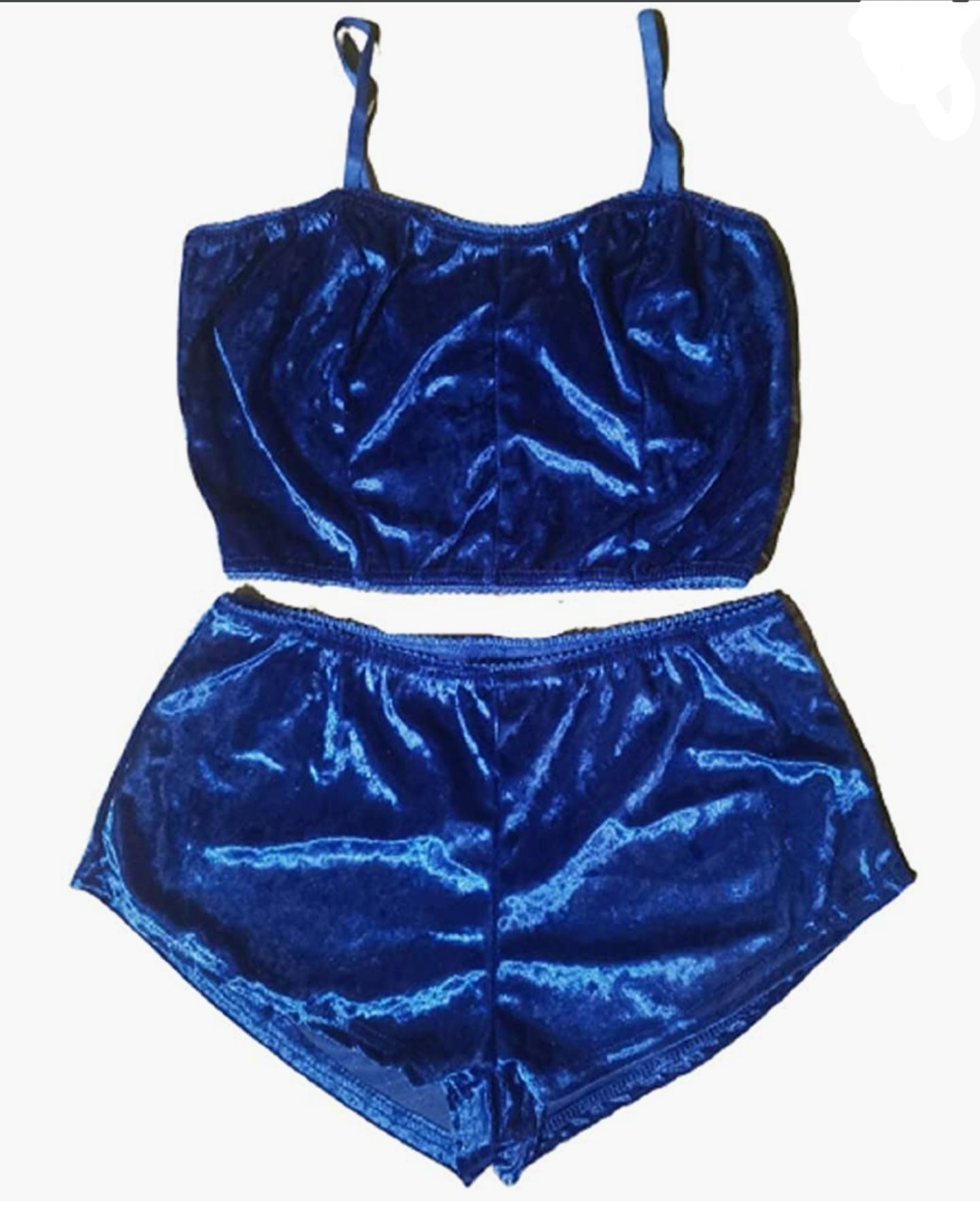 Women's Velvet 2pc Spaghetti Strap Crop Top & Shorts Pajama Lounge Sets