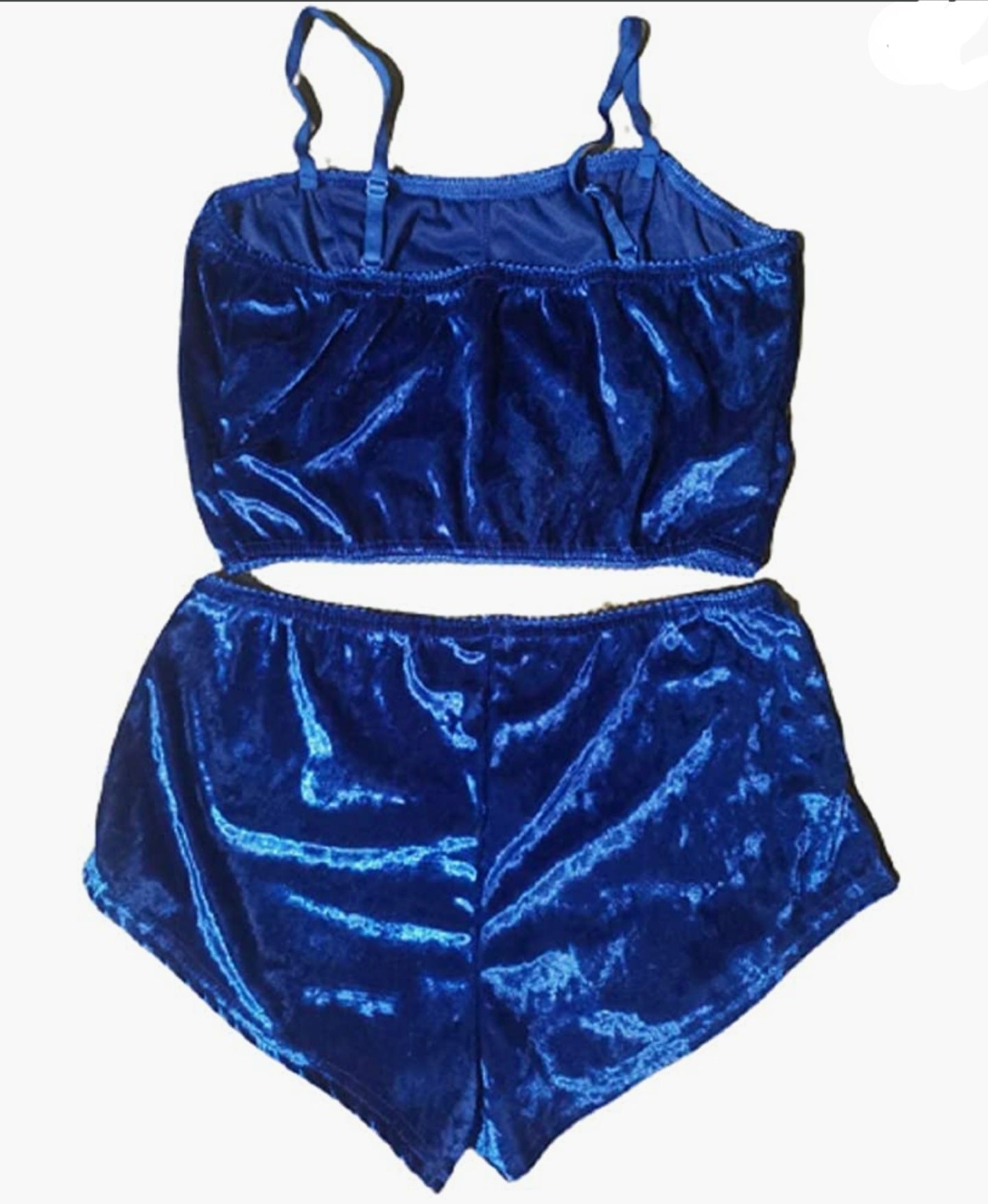 Women's Velvet 2pc Spaghetti Strap Crop Top & Shorts Pajama Lounge Sets