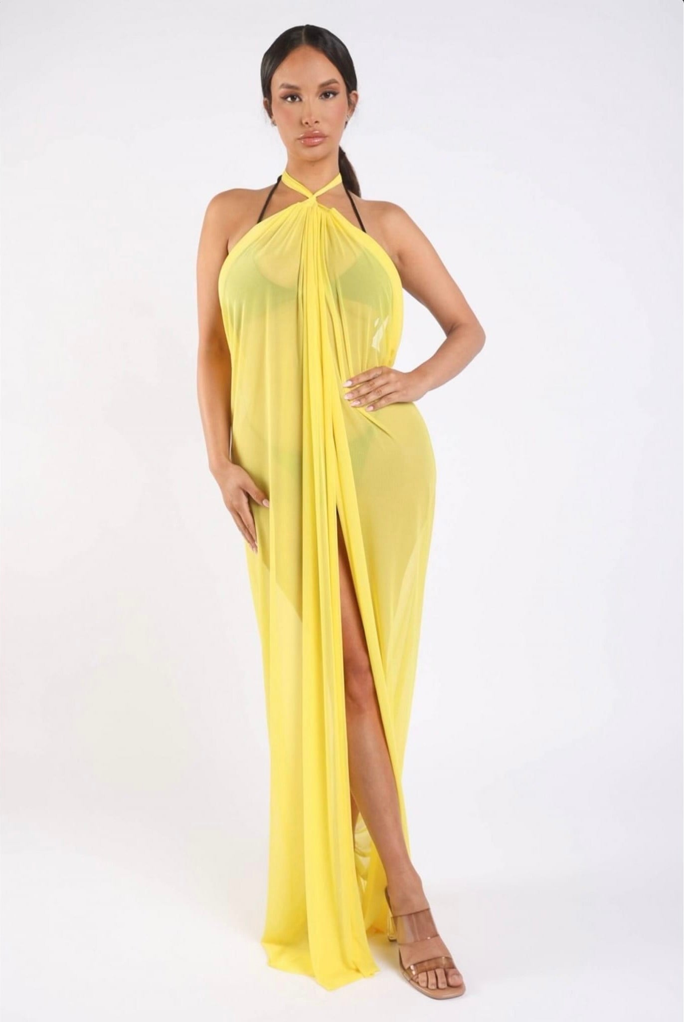 Haltered Front Slit Maxi